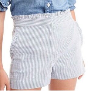 J. Crew Seersucker Shorts, Ruffle Detail, Very Comfortable, Size 6, Gently Used